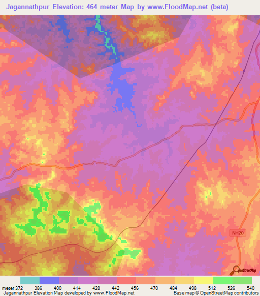 Jagannathpur,India Elevation Map