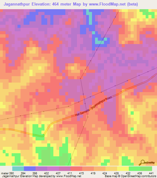 Jagannathpur,India Elevation Map