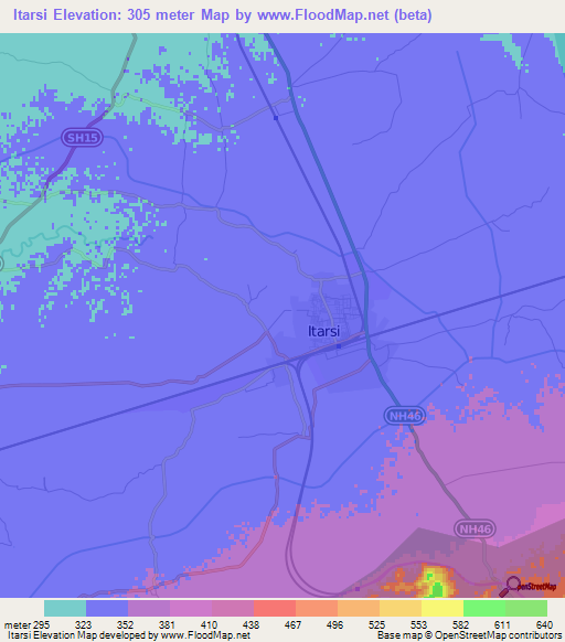 Itarsi,India Elevation Map