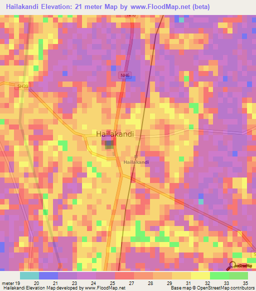 Hailakandi,India Elevation Map