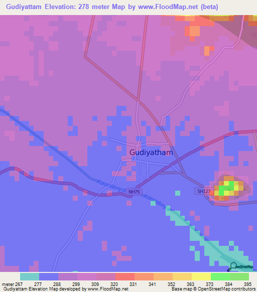 Gudiyattam,India Elevation Map