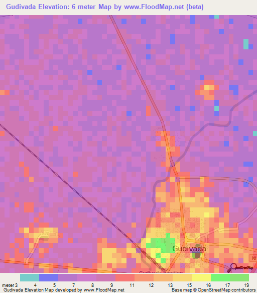 Gudivada,India Elevation Map