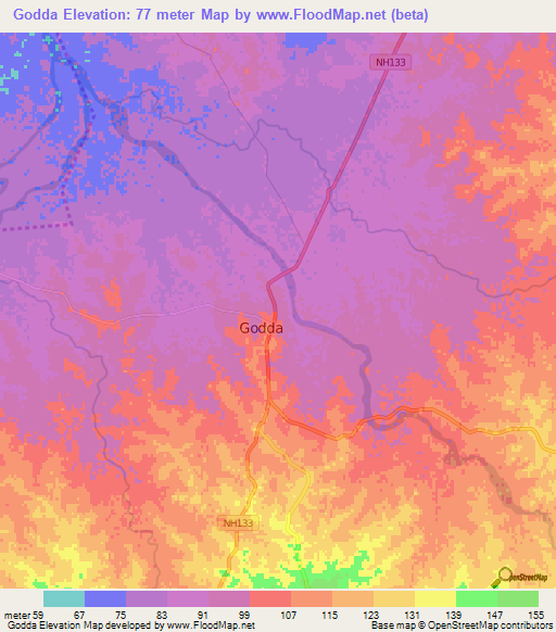 Godda,India Elevation Map