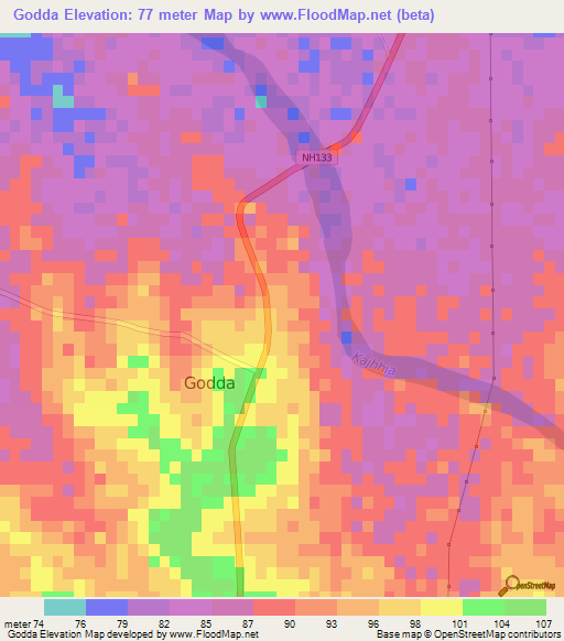 Godda,India Elevation Map