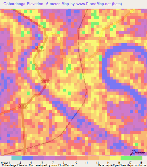 Gobardanga,India Elevation Map