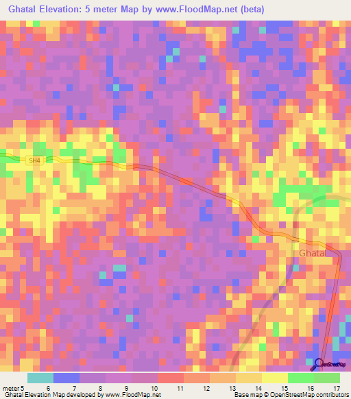 Ghatal,India Elevation Map