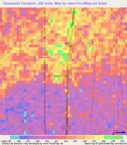 Gharaunda,India Elevation Map