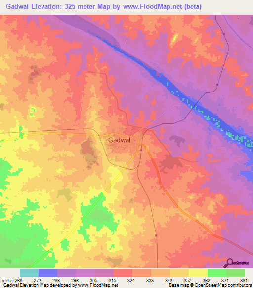 Gadwal,India Elevation Map