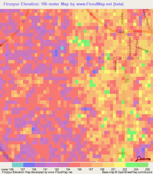 Firozpur,India Elevation Map