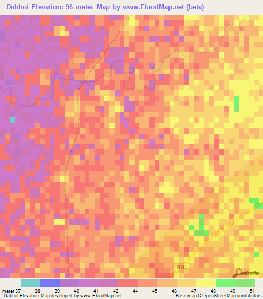 Dabhoi,India Elevation Map