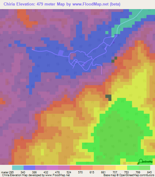 Chiria,India Elevation Map