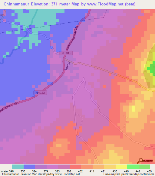 Chinnamanur,India Elevation Map