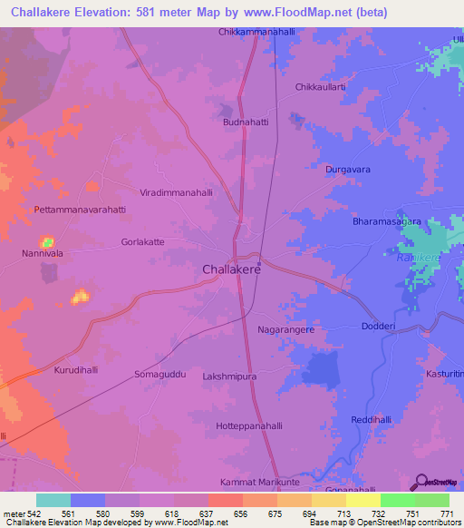 Challakere,India Elevation Map