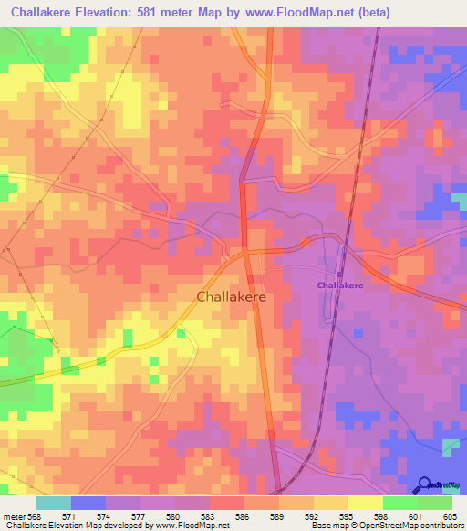 Challakere,India Elevation Map