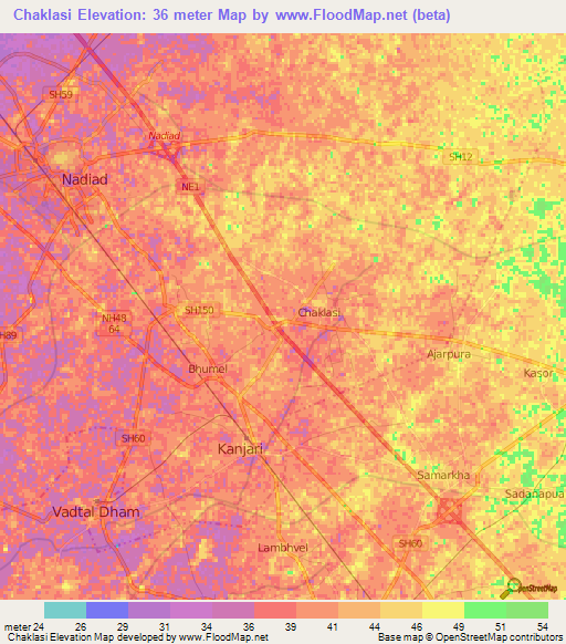 Chaklasi,India Elevation Map