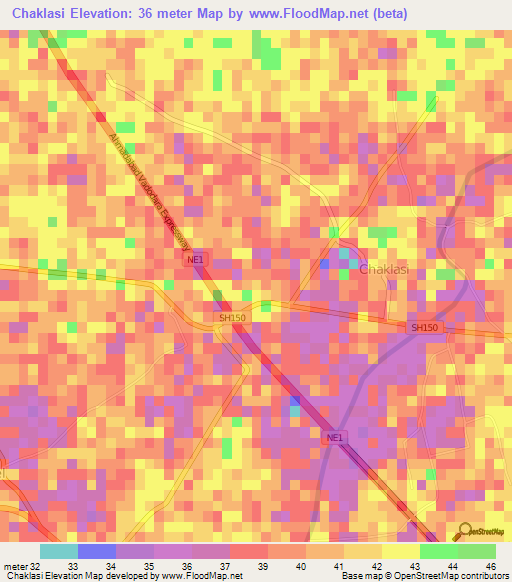 Chaklasi,India Elevation Map