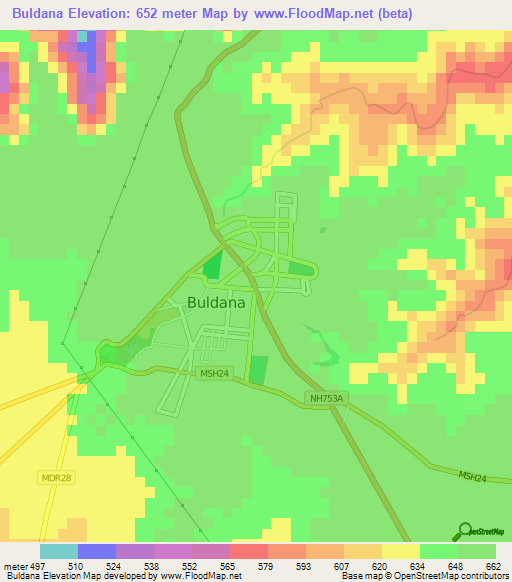 Buldana,India Elevation Map