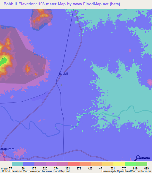 Bobbili,India Elevation Map