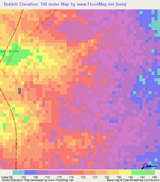 Bobbili,India Elevation Map