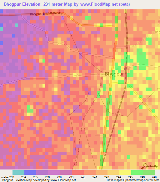 Bhogpur,India Elevation Map