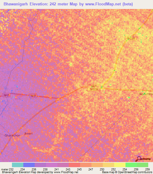 Bhawanigarh,India Elevation Map