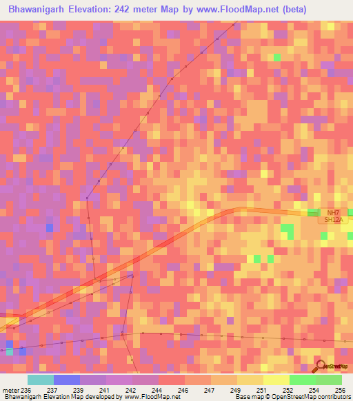 Bhawanigarh,India Elevation Map