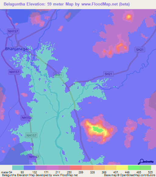 Belaguntha,India Elevation Map