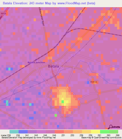 Batala,India Elevation Map