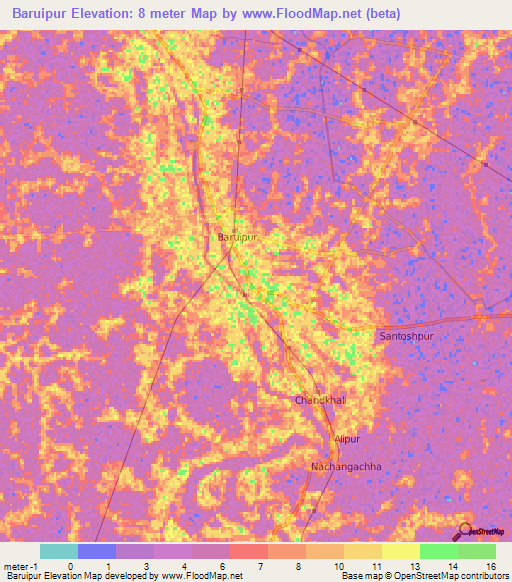 Baruipur,India Elevation Map