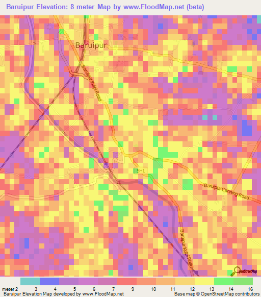 Baruipur,India Elevation Map