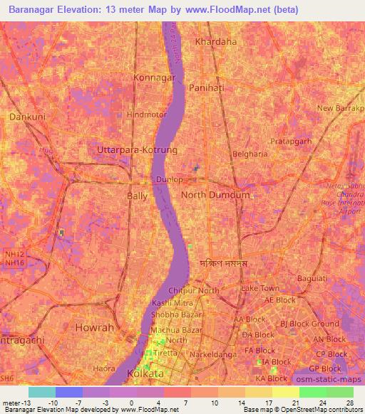 Baranagar,India Elevation Map