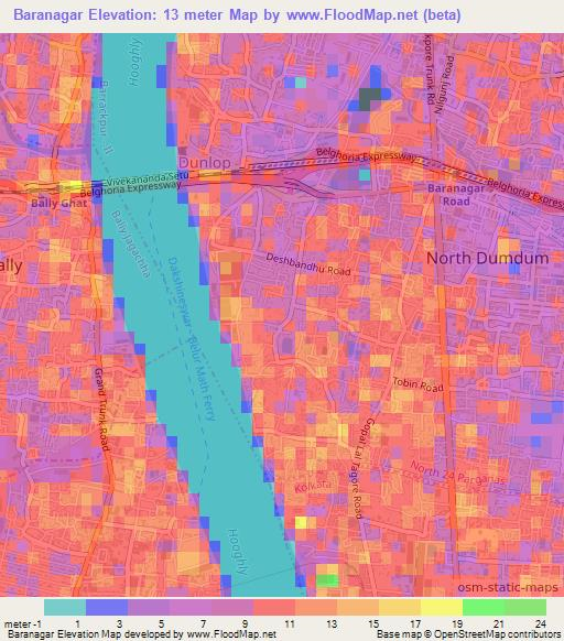 Baranagar,India Elevation Map