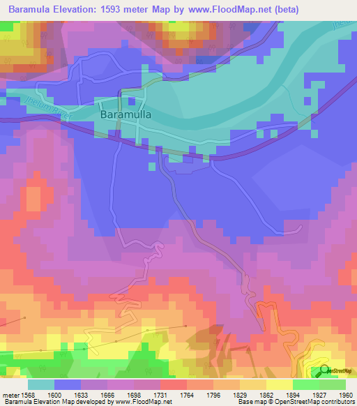 Baramula,India Elevation Map