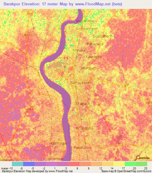 Barakpur,India Elevation Map