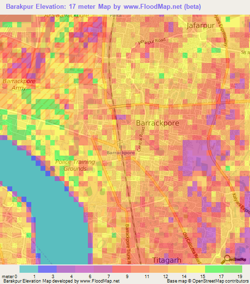 Barakpur,India Elevation Map