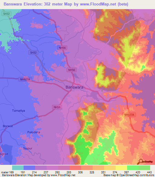 Banswara,India Elevation Map