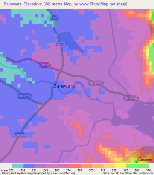 Banswara,India Elevation Map