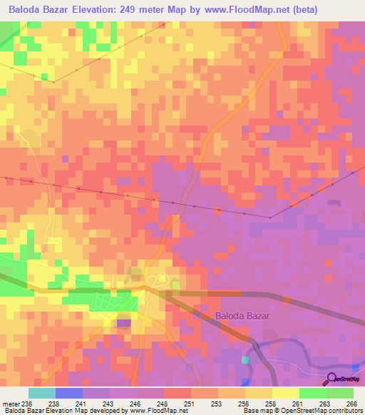 Baloda Bazar,India Elevation Map