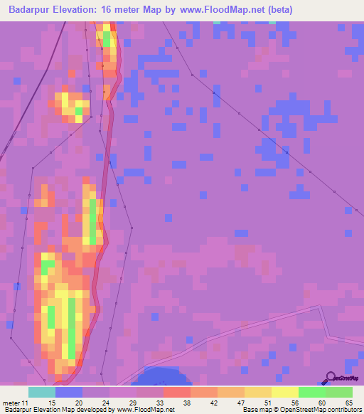 Badarpur,India Elevation Map