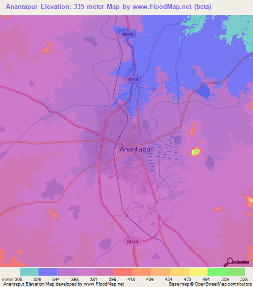 Anantapur,India Elevation Map