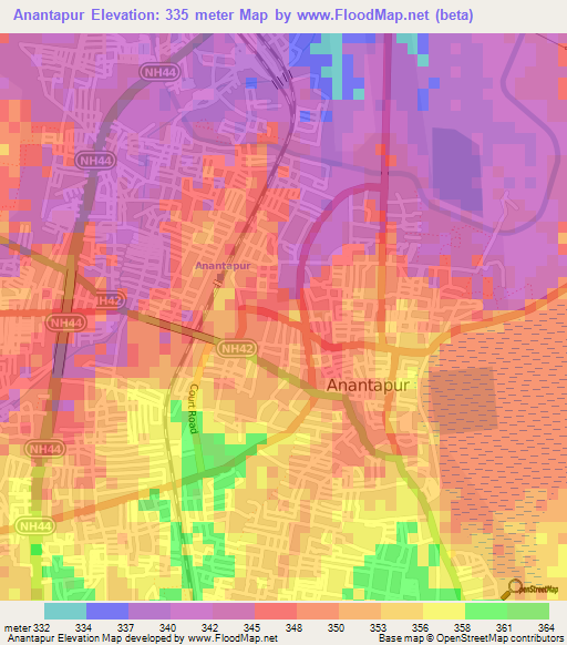 Anantapur,India Elevation Map