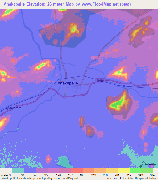 Anakapalle,India Elevation Map