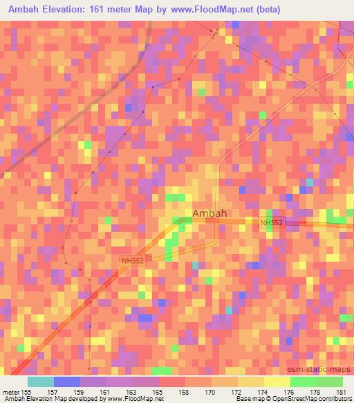 Ambah,India Elevation Map