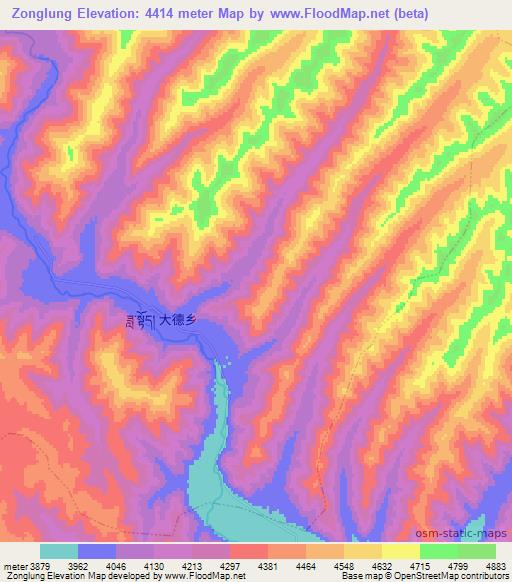 Zonglung,China Elevation Map