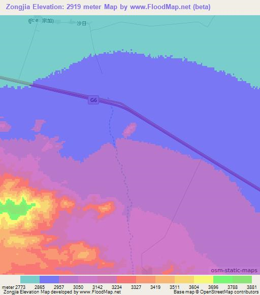 Zongjia,China Elevation Map