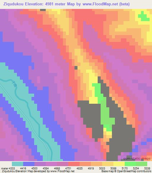 Ziqudukou,China Elevation Map