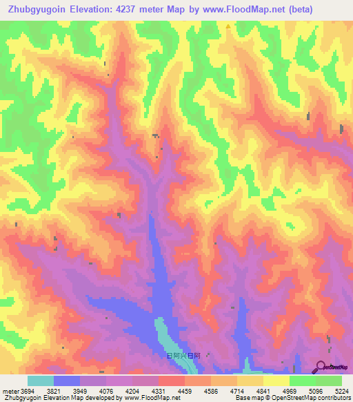 Zhubgyugoin,China Elevation Map