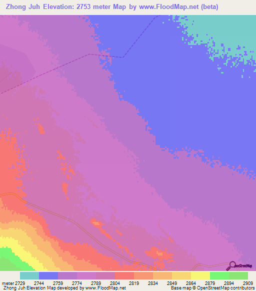 Zhong Juh,China Elevation Map