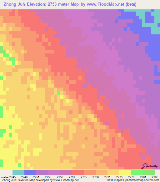 Zhong Juh,China Elevation Map