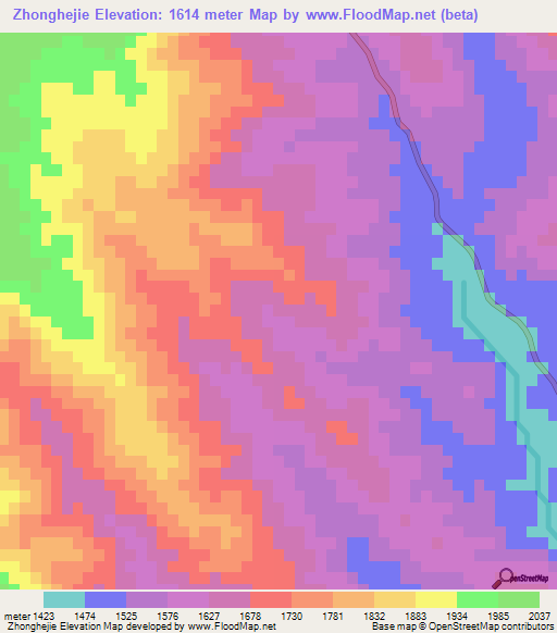 Zhonghejie,China Elevation Map